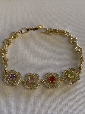 Gold-Tone Multi-Stone Crystal Bracelet